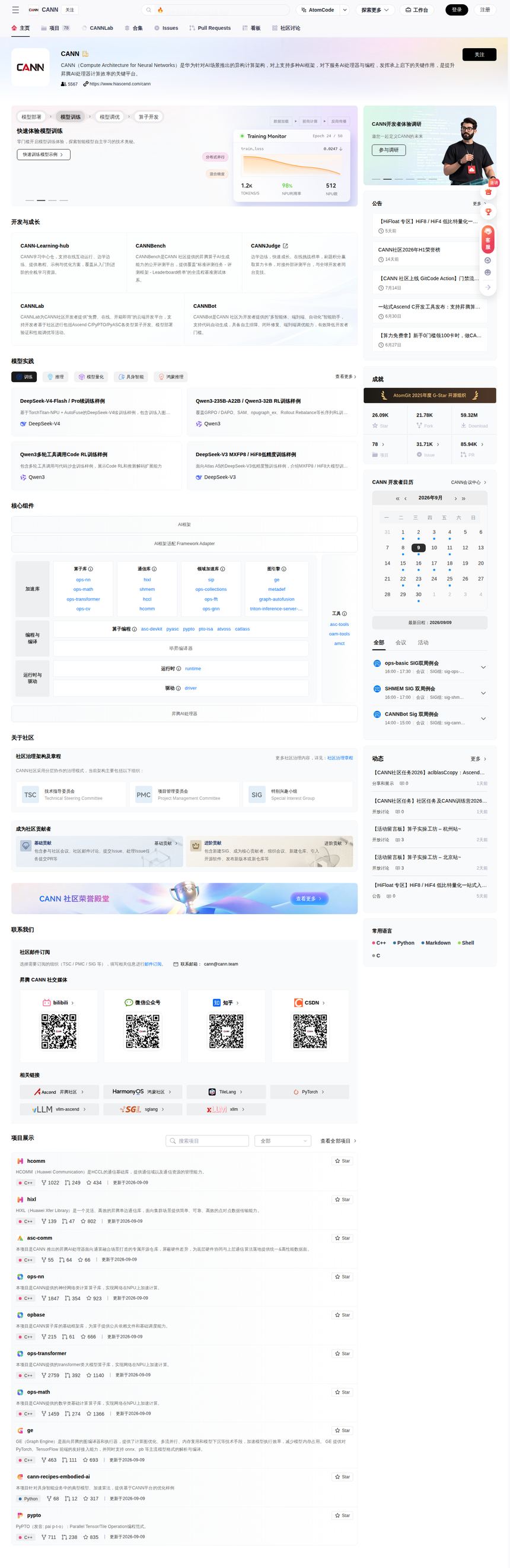 gitcode.com/cann 现状快照